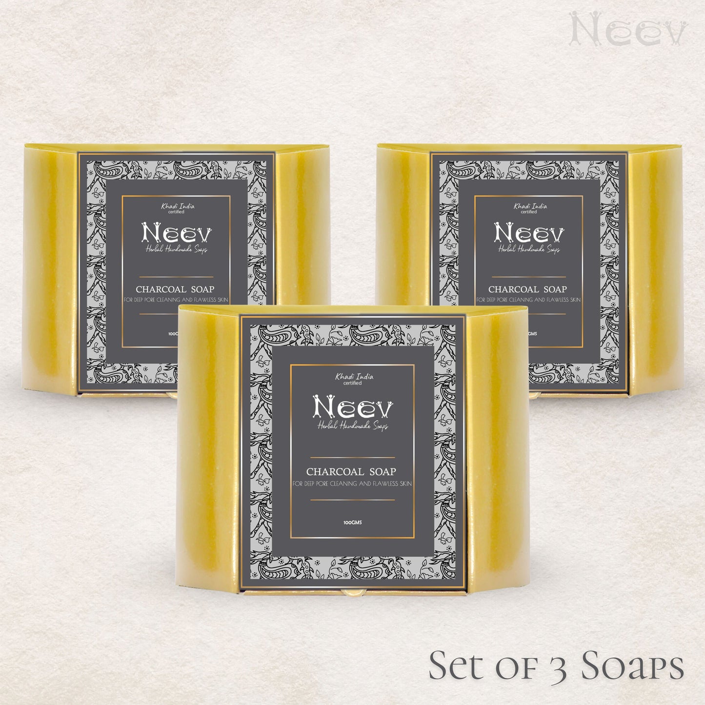 NEEV CHARCOAL SOAP - SET OF 3