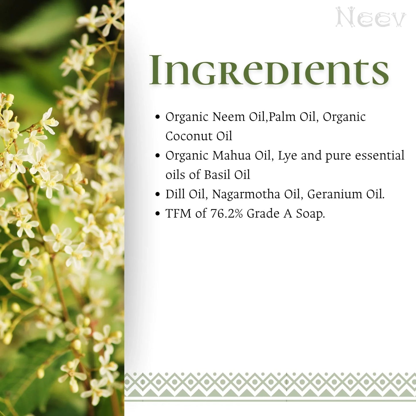 Neem Tulsi Handmade Soap- The purifying and rejuvenating essence