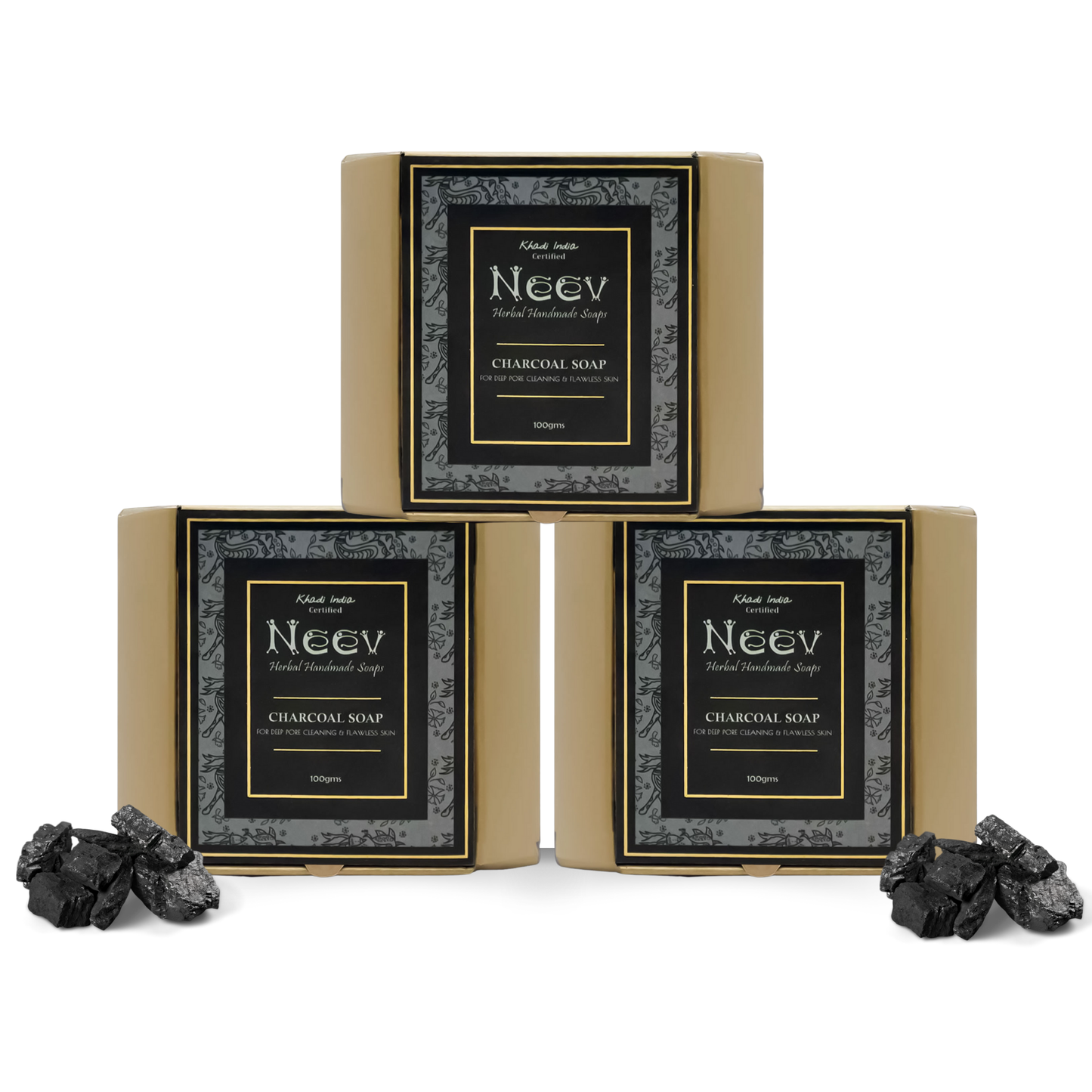 Neev Charcoal Soap - Set of 3