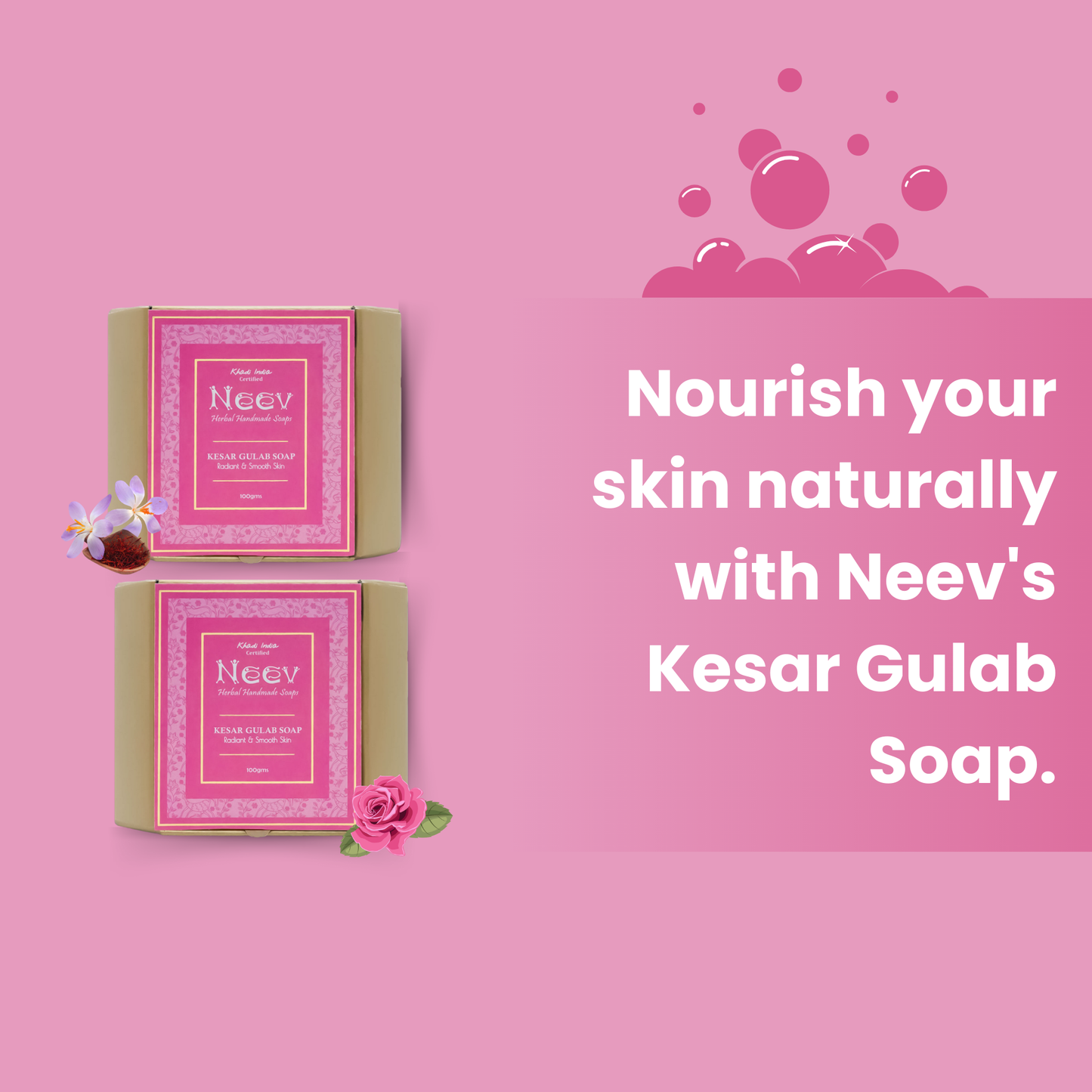 Kesar Gulab Soap For a Radiant and Smooth Skin Mini