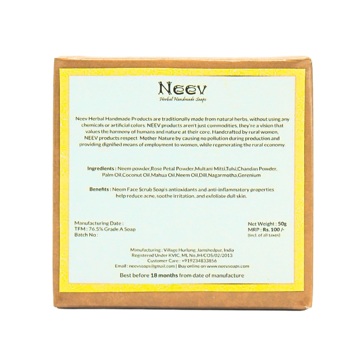 Neem Face Scrub Soap for Natural Deep Cleanse & Exfoliation