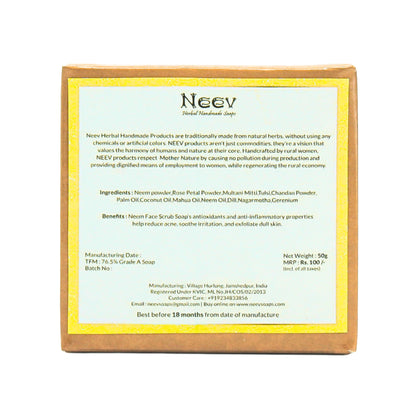 Neem Face Scrub Soap for Natural Deep Cleanse & Exfoliation