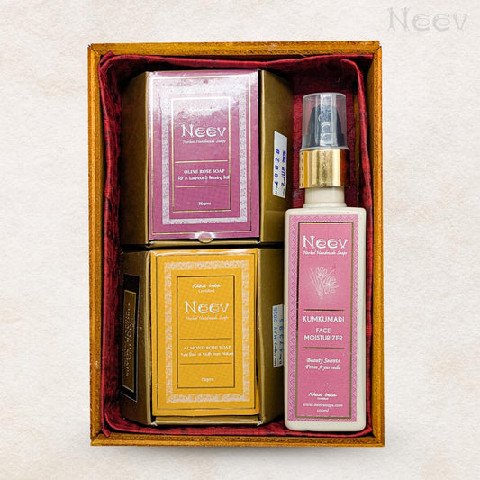 NEEV ROSE AYURVEDIC SKINCARE GIFT BOX | NATURAL GIFT SET FOR GLOWING SKIN