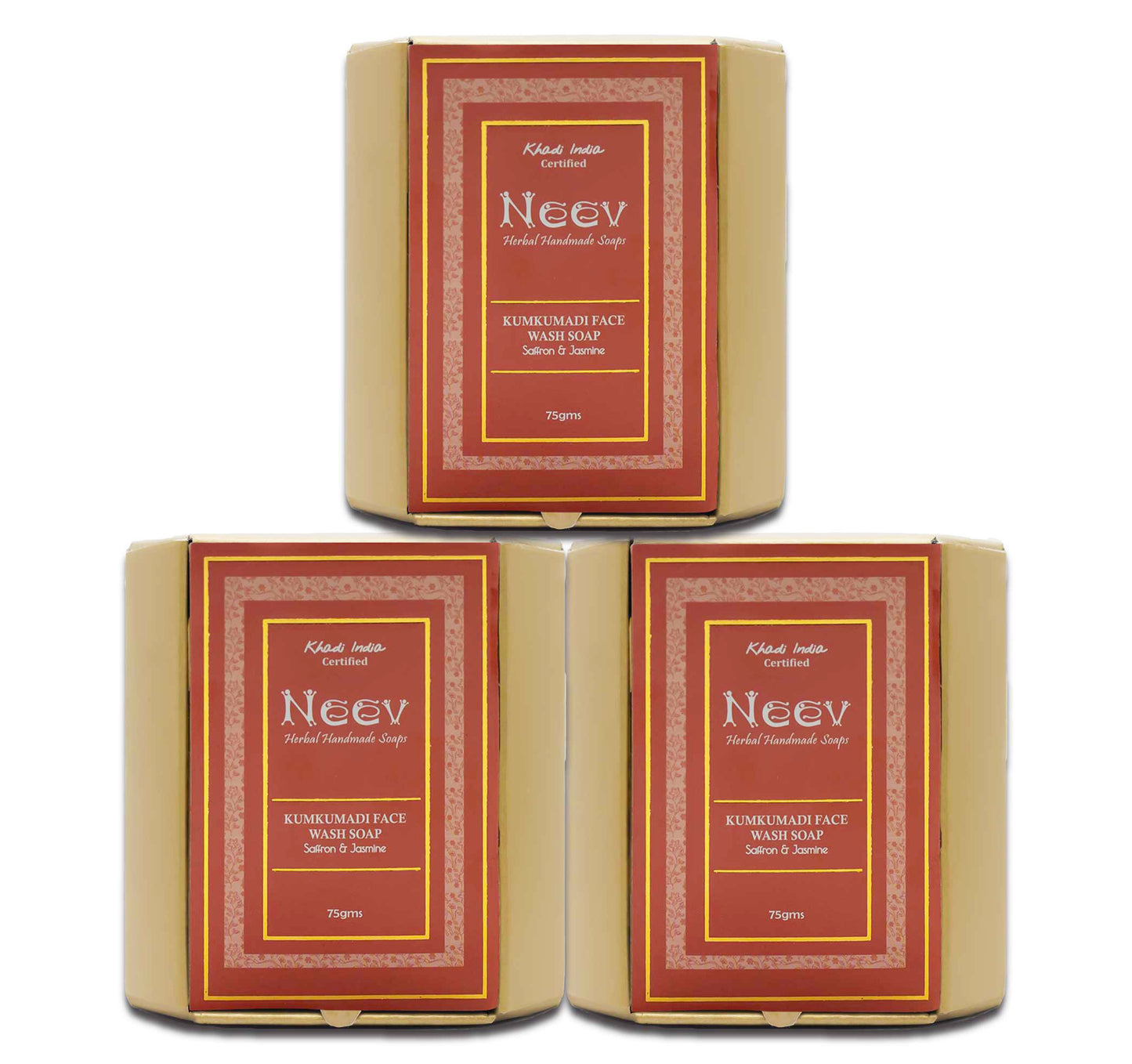 Neev Kumkumadi Face Wash Soap with Saffron and Jasmine - Set of 3